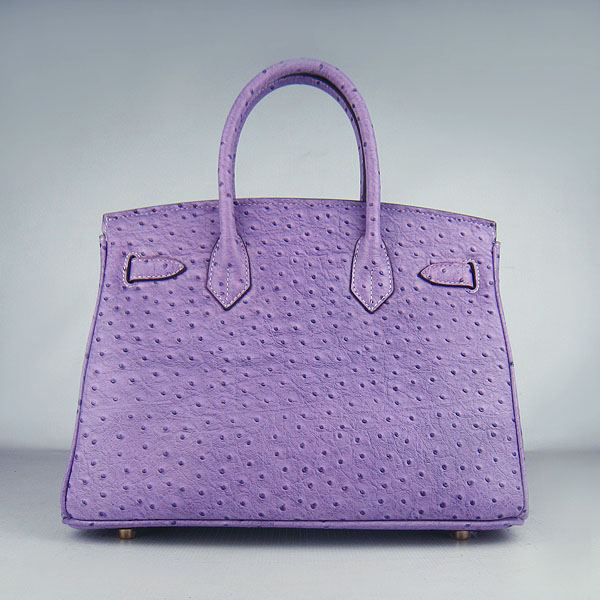 Replica Hermes Birkin 30CM Ostrich Veins Handbag Purple 6088 On Sale